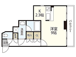 パークヒルズ天神川 1Kの間取図画像