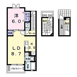 ウィステリアガーデンA 1LDKの間取図画像