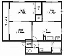 レトアK・I・M 3DKの間取図画像