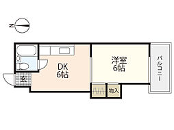 中田ビル西原 1DKの間取図画像