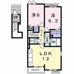 グレイスフルK 2LDKの間取図画像