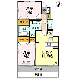 メルヴェーユ2 2LDKの間取図画像