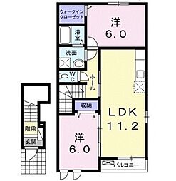 ゼファー東棟 2LDKの間取図画像
