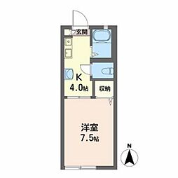 フレグランス中筋 1Kの間取図画像