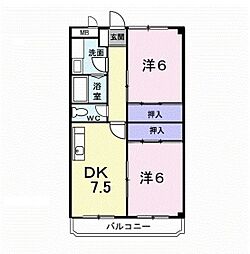 りべらる 2DKの間取図画像