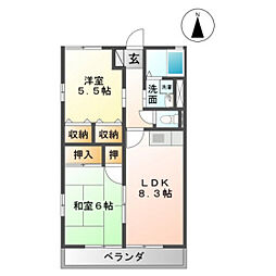ピュアレトアB 2DKの間取図画像
