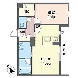 メゾン府中南 1LDKの間取図画像