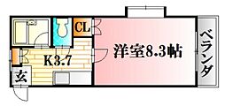 第2大内ビル 1Kの間取図画像
