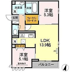 サンハイム東雲1丁目 2LDKの間取図画像