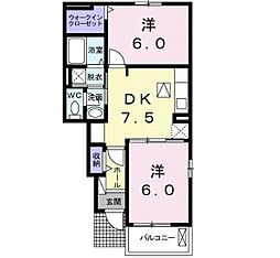 ソラーナ1 2DKの間取図画像