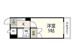 コート上東雲 1Kの間取図画像
