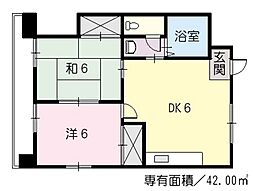 コーポピスガ 2DKの間取図画像