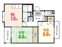 Michiroom可部南 2DKの間取図画像