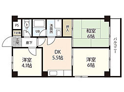 河野ビル 3DKの間取図画像