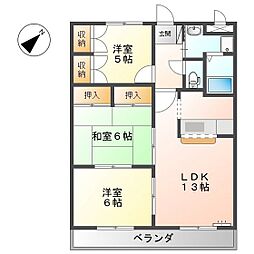 フォレストハイムD 3LDKの間取図画像