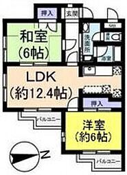 メゾンクミヂ 1階2LDKの間取り