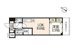 S-RESIDENCE広島駅enable 1LDKの間取図画像
