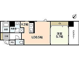グラビスコート十日市 1LDKの間取図画像