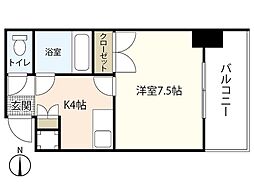 アベニュー牛田新町 1Kの間取図画像