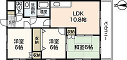 Kハイム城南 3LDKの間取図画像