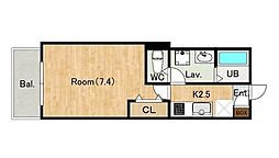 ジーメゾン所沢下安松アリア 3階1Kの間取り