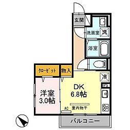 プロシード 1DKの間取図画像