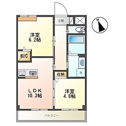 アルチュール 2LDKの間取図画像