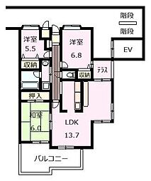 セレスト御門 3LDKの間取図画像