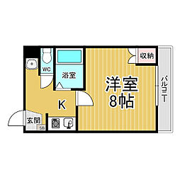 若江ハイツ 1Kの間取図画像