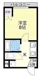 若江ハイツ 1Kの間取図画像