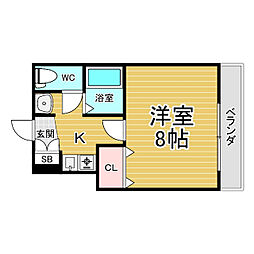 ヤノロイヤルガーデン 1Kの間取図画像