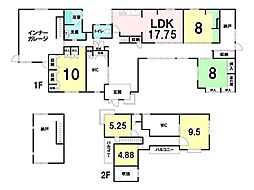 中古戸建　小松市白江町 6LDKの間取り