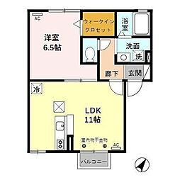 シルクハイツ・デュオ 1階1LDKの間取り