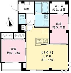 リビエール水神 3階2LDKの間取り