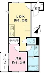 ルガロ西麻布 1LDKの間取図画像