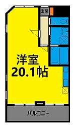 千葉都市モノレール 桜木駅 徒歩2分の賃貸マンション 4階ワンルームの間取り