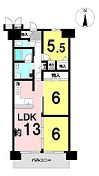 サンルモン新大宮 3LDKの間取図画像