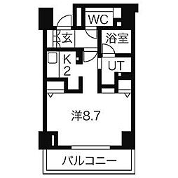 CASSIA車道 ワンルームの間取図画像