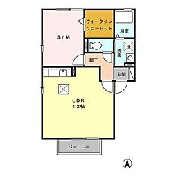 ゾーン亀城A 1LDKの間取図画像