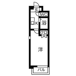 ジュネス藤原 1Kの間取図画像