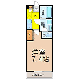 クレフラスト野並B棟 1Kの間取図画像