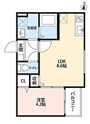 イーリス弥富通 1LDKの間取図画像