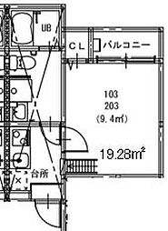 STAGE新瑞橋 1SKの間取図画像