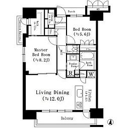 アンアージュ白壁 2LDKの間取図画像
