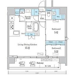 名古屋市千種区今池1丁目マンション 2LDKの間取図画像
