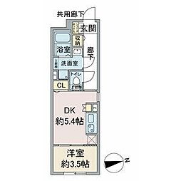 クレストタップ大曽根 1DKの間取図画像