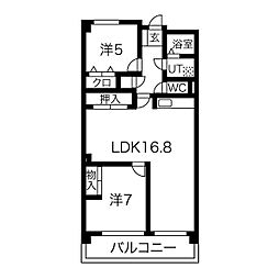 エルスタンザ原 2LDKの間取図画像