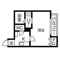 リブレア白金A棟 1Kの間取図画像