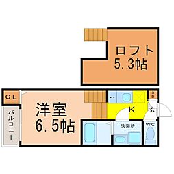 ハーモニーテラス元八事2 1SKの間取図画像