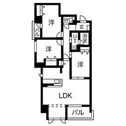 コルティーレマルフク 3SLDKの間取図画像